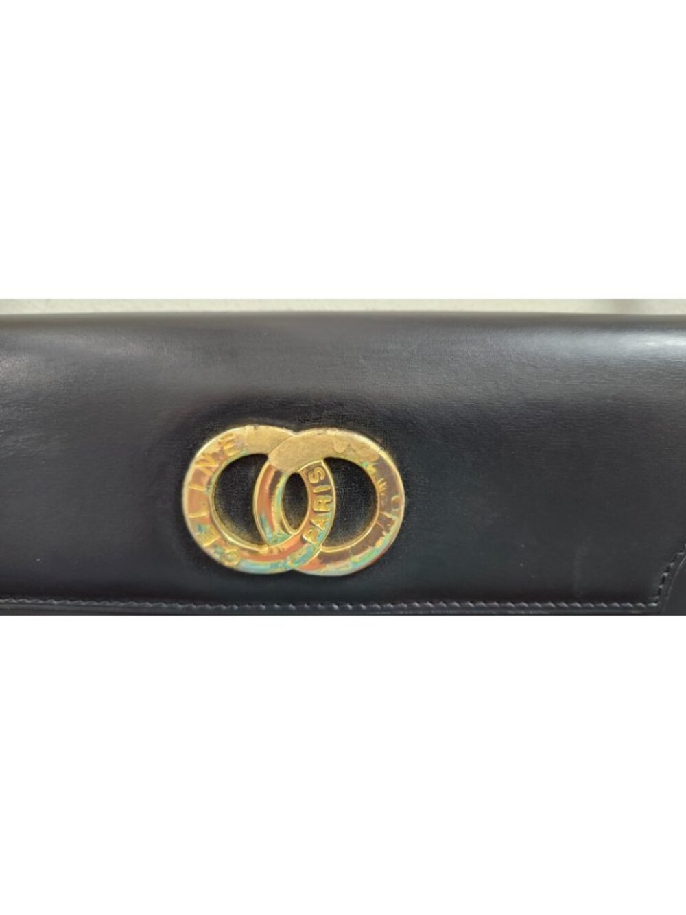 Vintage Celine Paris Black Leather Chain Shoulder Bag France Gold Hardware Rare - Picture 5 of 16